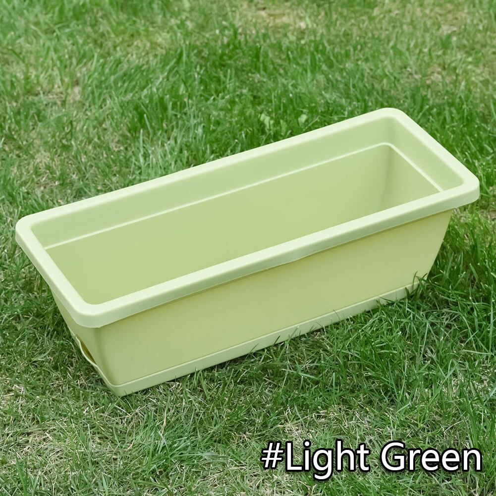 Rectangular Flower Pots with Tray Extra Large Planting Trough Family Balcony Planting Vegetables Planting Groove Plant Pot: Light Green / S