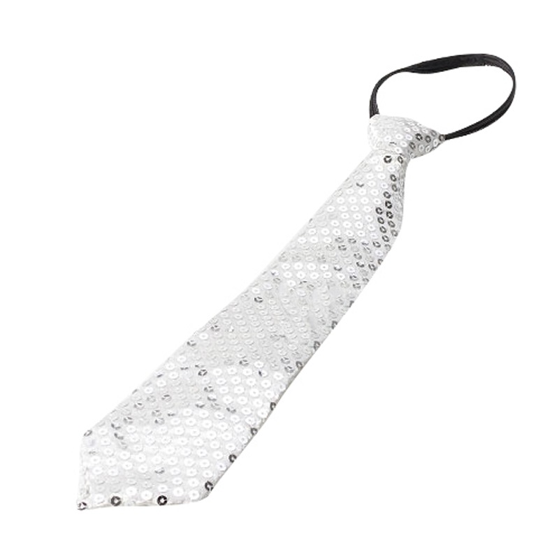 Pajarita de lentejuelas para niños y niñas, lazo elástico ajustable para boda, para actuaciones en el escenario, líder en ventas escolares: White