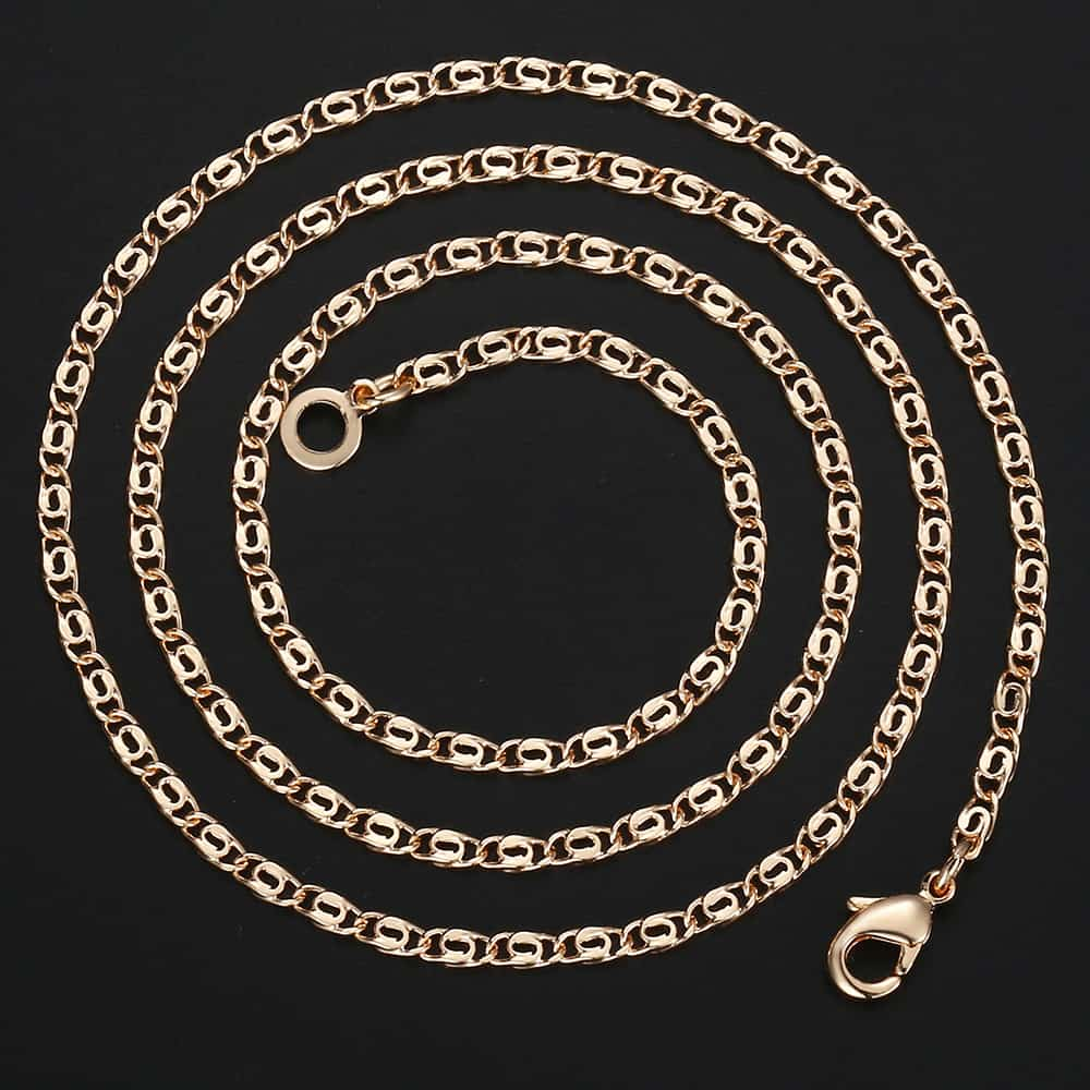 2.5mm Thin Womens 585 Rose Gold Necklace Snail Link Paperclip Chain For Women Girl Jewelry CN15A