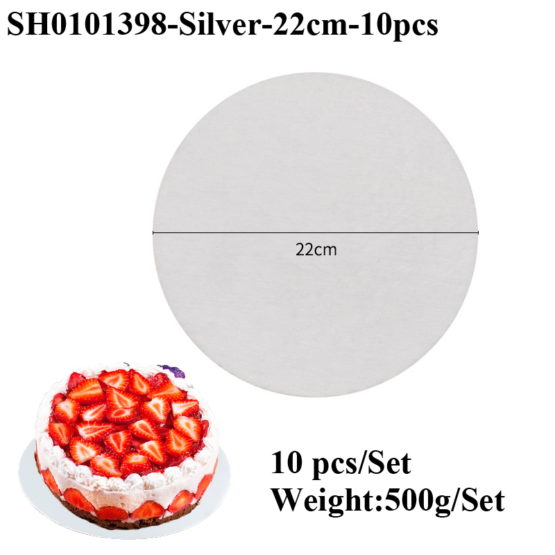 Silvery Coated Round Cake Board Diameter 10-33CM Available Circle Cardboard Base Dessert Tray Mousse Cake Decorating Supplies: Light Grey