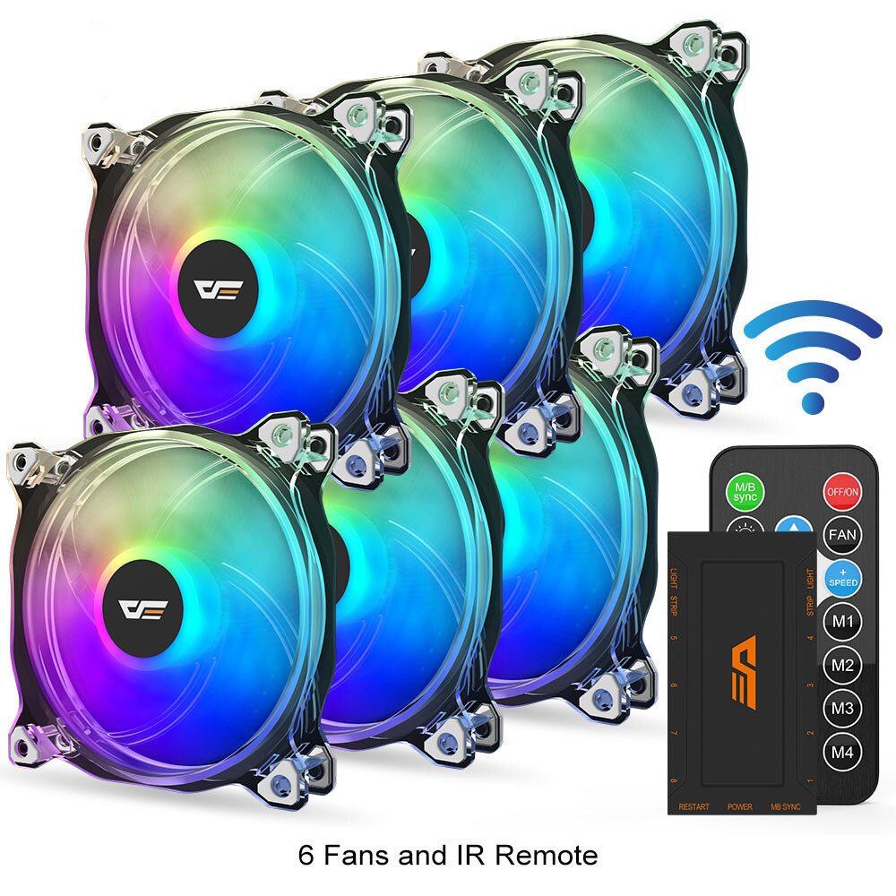 Darkflash PC Case Fan Computer 120mm Fan Clear Frame Quiet+Remote Computer Cooling CPU Cooler ASUS AURA SYNC RGB Case Fan CF8