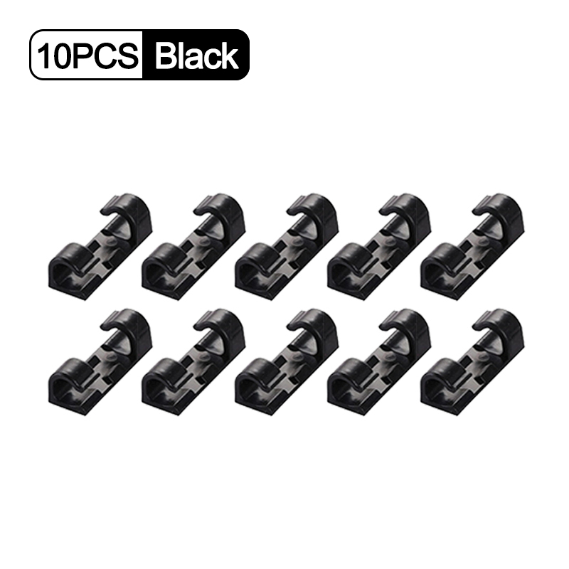 Universal Cable Organizer Clips Cable Management Desktop &amp; Workstation Wire Manager Cord Holder USB Charging Data Line Winder: A Black