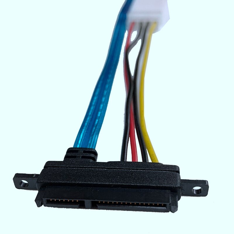 Kentek 18-Inch SATA To SATA Power & Data Combo Cable – 7+15 To 7 Pin Molex LP4