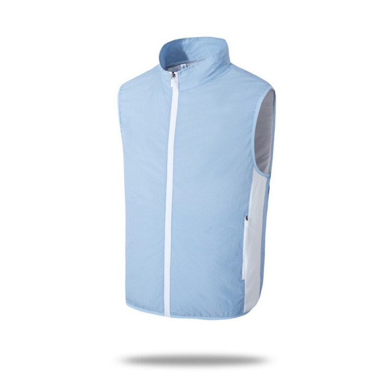 Été en plein Air refroidissement rapide pêche cyclisme gilet climatisation travail unisexe gilet USB ventilateur refroidissement randonnée gilet: Bleu ciel / XXXL