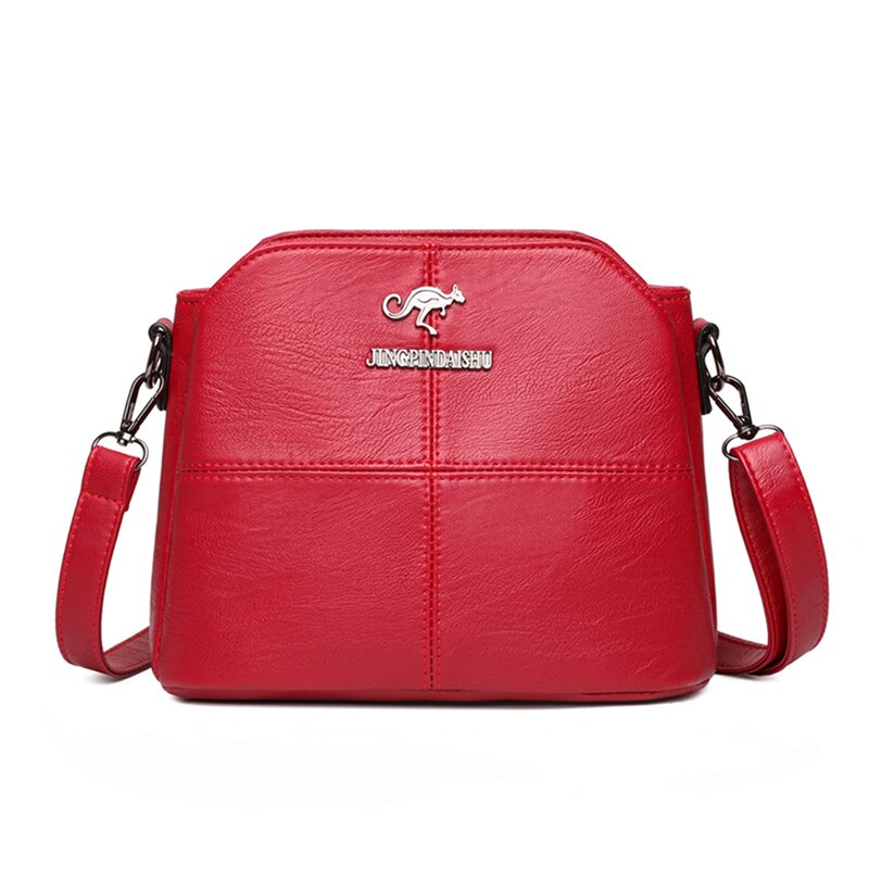 Soft Leather Middle-aged Mother Shoulder Bag All-match Casual Diagonal Bag High Capacity Women PU Handbag: red