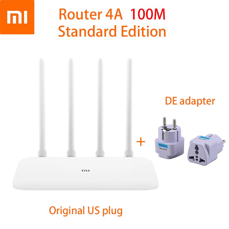 Xiaomi 4A Router 2.4GHz +5GHz WiFi Router 4 Antenna APP Control Mi Router 4A WiFi Repeat Xiaomi Wireless Router: add DE adapter