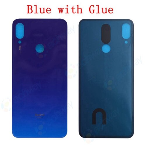 Voor Redmi Note 7 Pro Terug Batterij Cover Deur Achter Glas Voor Xiaomi Redmi Note7 Batterij Cover Behuizing Case met Lijm: Blue