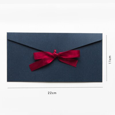 Lot de 5 pièces, belle enveloppe en papier Kraft avec ruban, lot d'invitation w41, noir, rouge, bleu, 250g: dark blue L