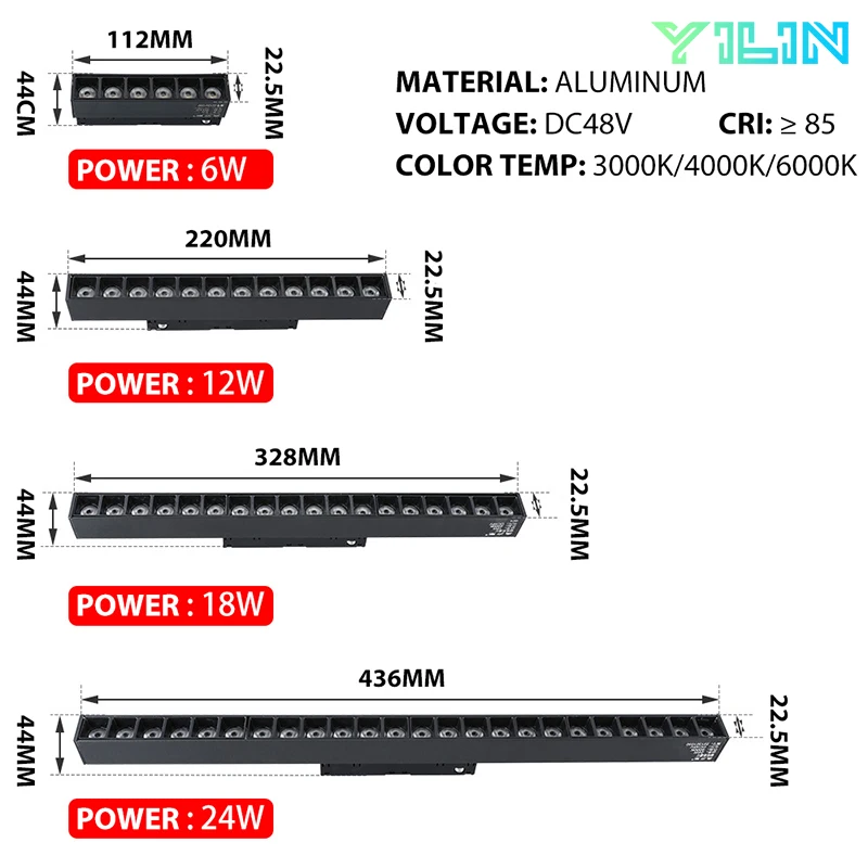 Lampada da binario magnetica a LED incorporata 48V COB Faretto lineare Lampada da soffitto per binario Soggiorno senza luci principali Lampade a griglia di illuminazione