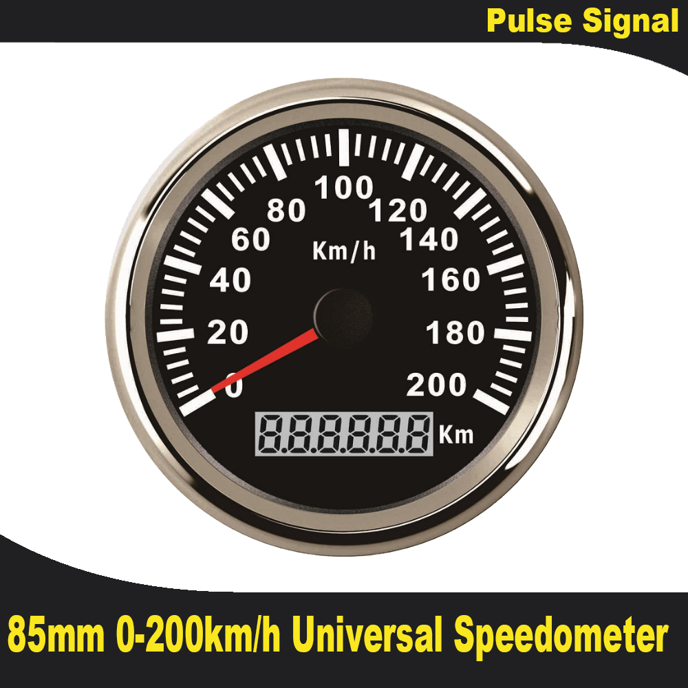 Eling 120/200km/ h nopeusmittari auton mittarit 85mm nopeusmittaria matkamittari moottoripyörän kääntymismittarit 9-32v ( pulssisignaali): 200km- bs