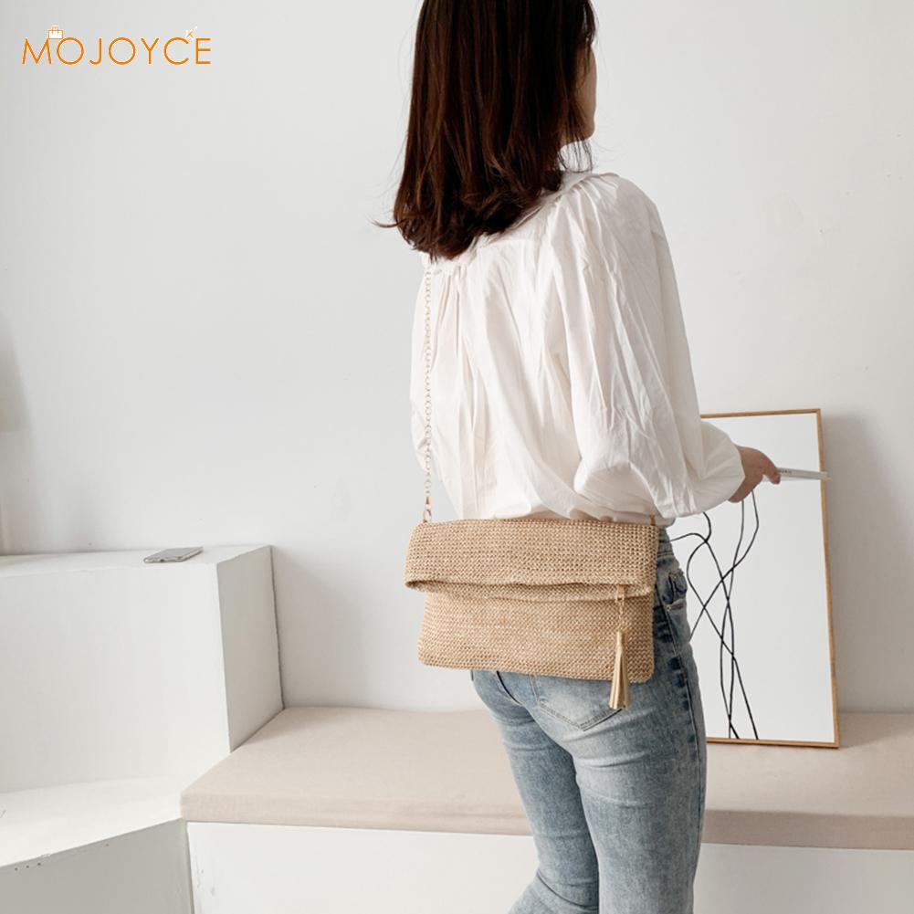 Women Straw Weave Shoulder Handbags Totes Female Casual Beach Woven Messenger Crossbody Satchel Bags