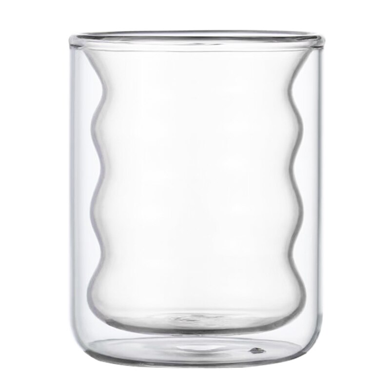Tasse en verre isolée à Double paroi de 200ml, résistante à la chaleur, résiste aux vagues irrégulières, Thermo, verre transparent pour boire du café, directe: Clear