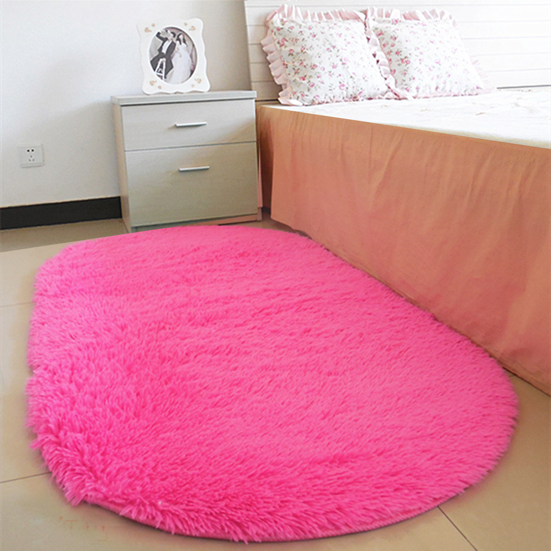 40*60cm antislip, pluizige shaggy vloerkleden voor in huis, kamer, tapijt, vloermatten, slaapkamer, badkamer, deurmatten, shag tapijten: Rozenrood
