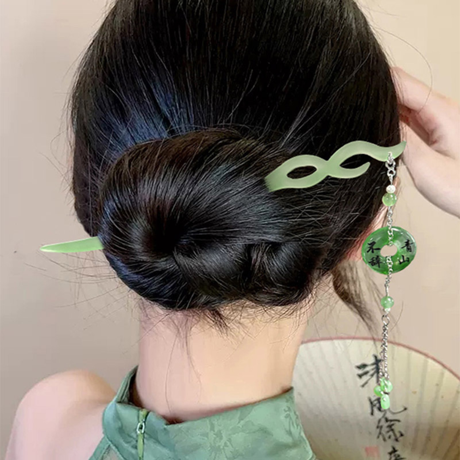 Palillos de pelo de madera de estilo chino Vintage para mujeres y niñas, horquilla con borla de Luna, Clip para el pelo, tocado Hanfu, joyería, accesorios para el cabello