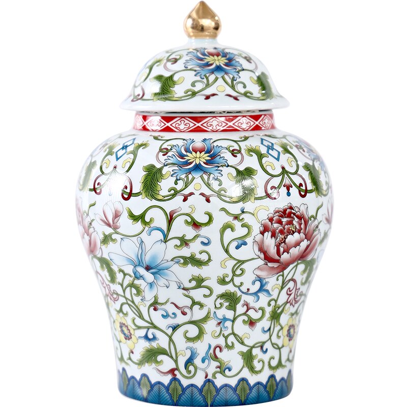 Ceramic General Jar Ceramic Tea Caddy Kitchen Storage Airtight Jar Tea Set Enamel Porcelain Chinese Handicraft Ornaments