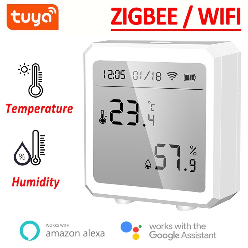 Tuya wifi zigbee temperatur fuktighetssensor innendørs hygrometer termometer &amp; lcd-skjerm-appkontroll smarthjem til alexa google