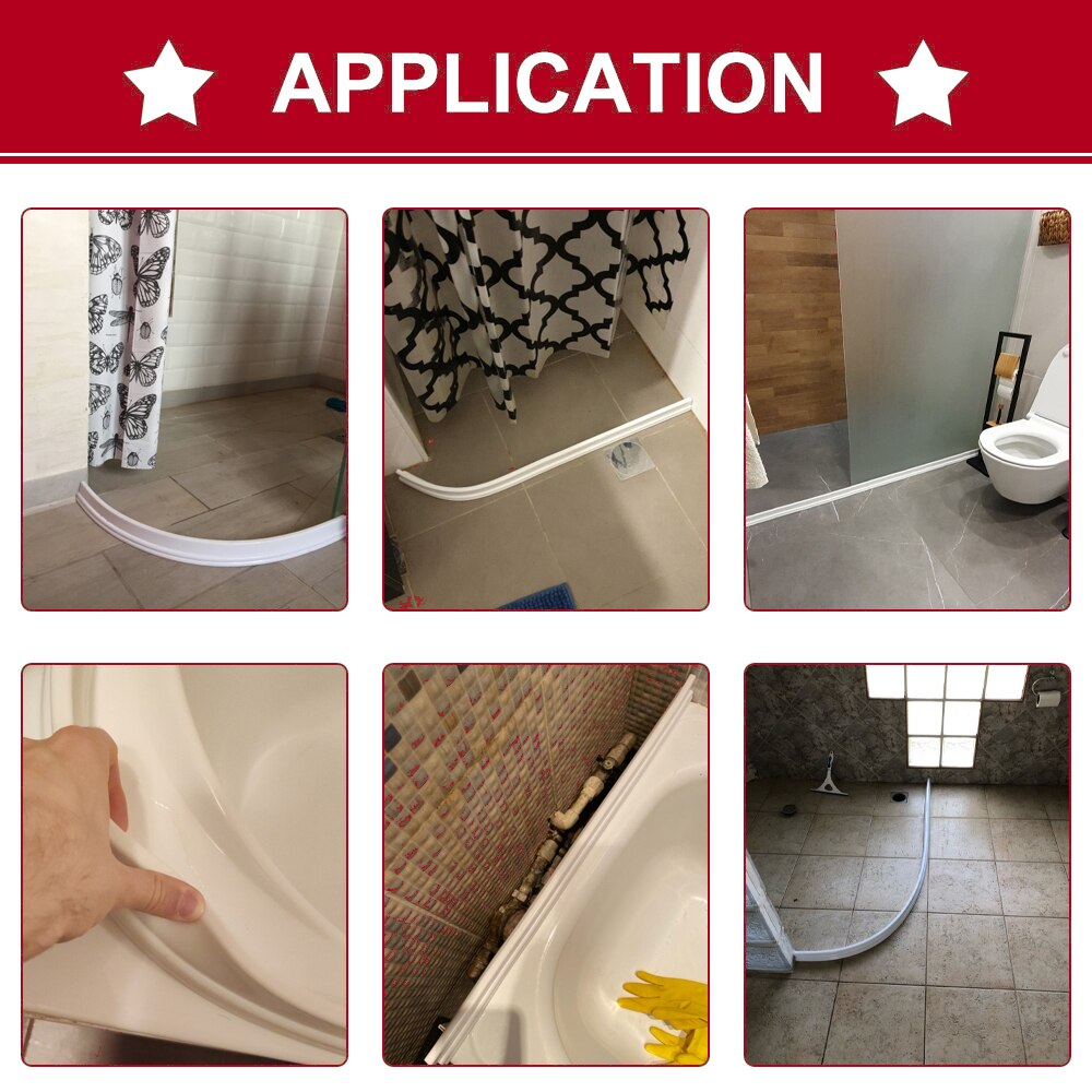 Bandejas de ducha de barra de retención de agua para baño, barrera de goma de silicona, bloqueador de agua para el hogar, separación de ropa seca y húmeda, mejora
