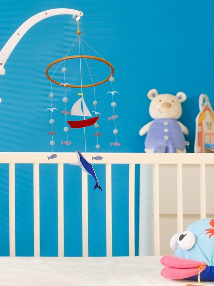 Berceau de bébé Mobile baleine voilier océan bébé douche pépinière décoration fait main tissu trois dimensions ornement