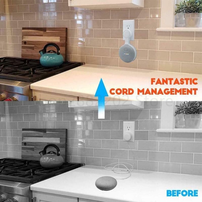 Soporte con altavoz para pared, colgador de pared para Google Home, miniasistente de voz, suministros de baño y cocina