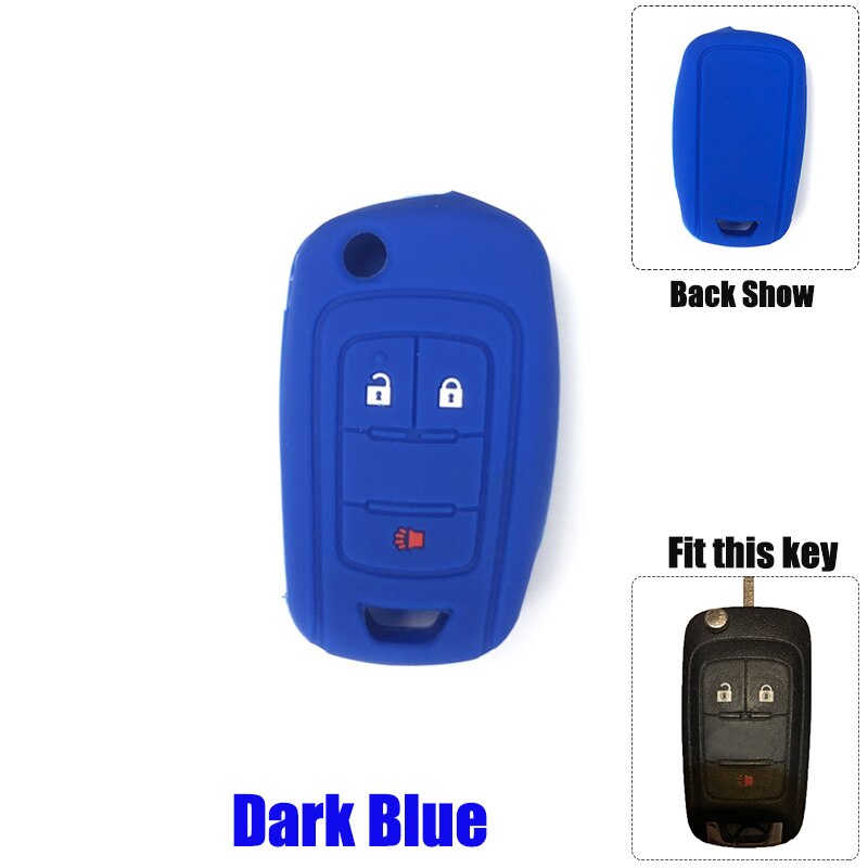 Silicone car key cover key protector keychain case for Chevrolet Cruze TRAX Lova Spark Onix Silverado Volt Camaro Aveo Sail: M Blue