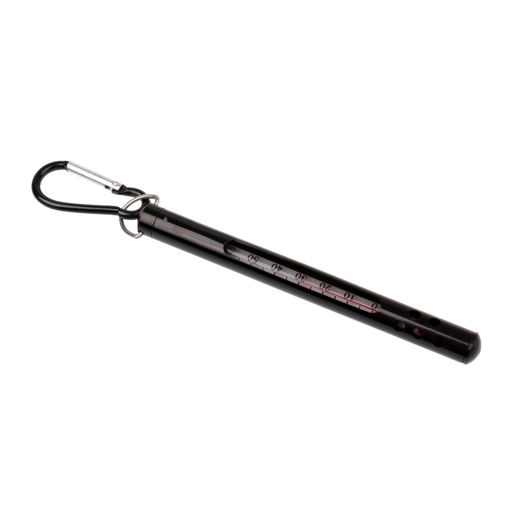 Water Thermometer Fishing Thermometer with Carabiner for River Lake: Black