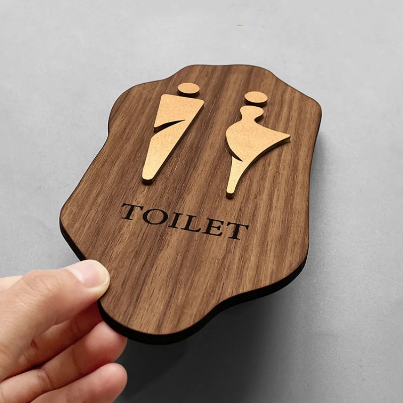 Houten bewegwijzering Toiletbewegwijzering voor heren en dames Deurbord Openbare badkamer Instructiebord Luxe hotel WC Toiletmuursticker