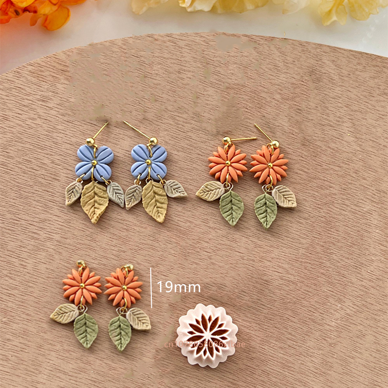 Nuevos cortadores de arcilla polimérica con forma de flor de primavera, arcilla colgante con forma Floral, pendientes DIY, joyería, fabricación de colgantes, herramientas de arcilla de cerámica: Caqui oscuro