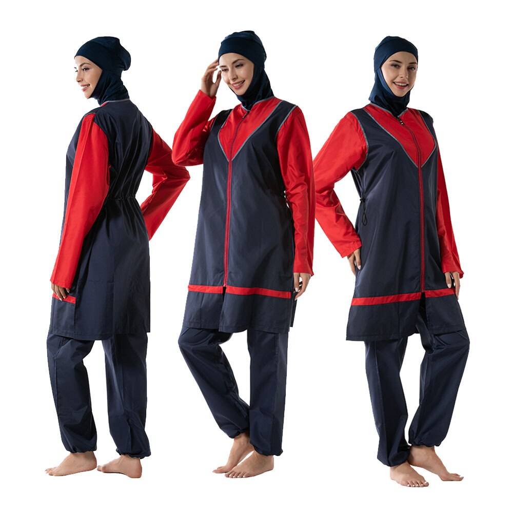 Lose Stil Muslimischen Frauen Badeanzug Konservativen Full Coverage Islamischen Badeanzug Mit Kapuze 3 Stücke Moslemisches Schwimmen Anzug Beachwear