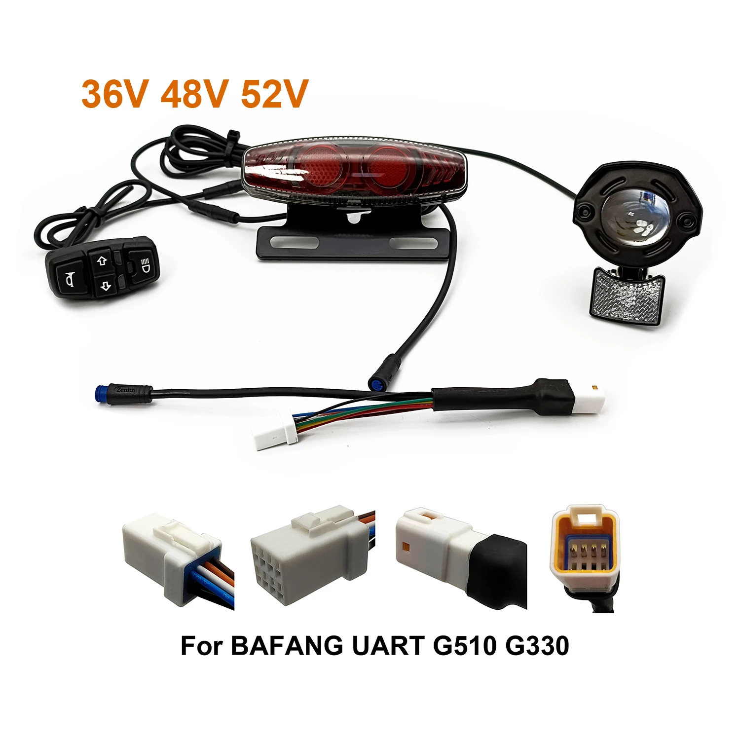 Ebke-universal elektrisk sykkel elsykkel lyssett , 24v, 36v, 48v, 60v,  bafang, julet, styrebremselys: Burgunder