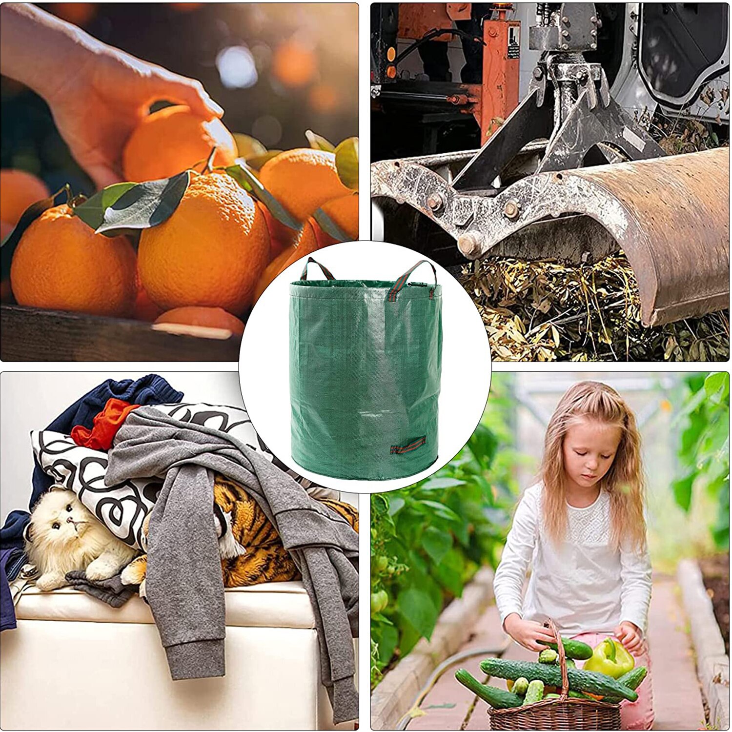 Garden Bags Yard Waste Bag Standable Reusable Leaf Grass Bag Garden Trash Containers Lawn Yard Waste Bags 272L