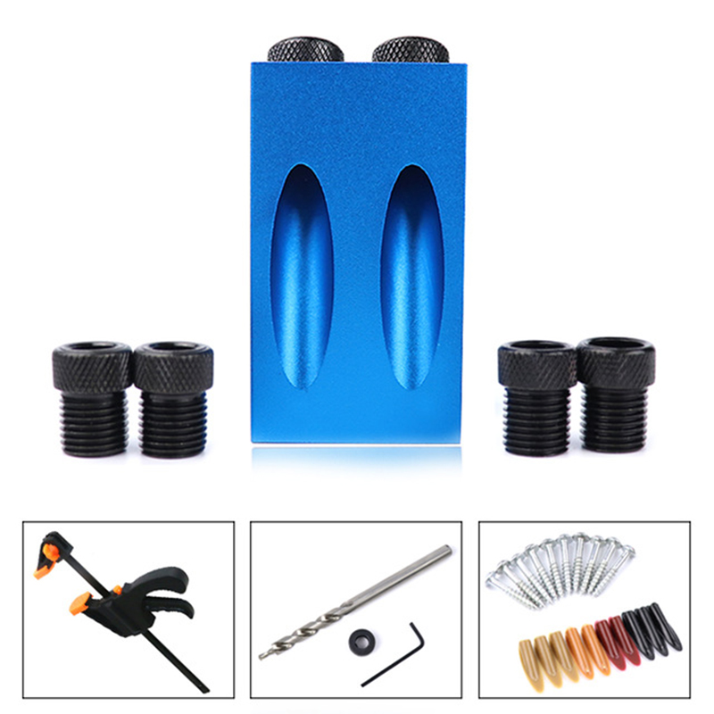 Bois Enchâssées Gabarit Kit 6/8/10Mm Perceuse Angulaire Guide Ensemble Perforateur Localisateur Gabarit Foret Ensemble Pour Bricolage Outils de Menuiserie (