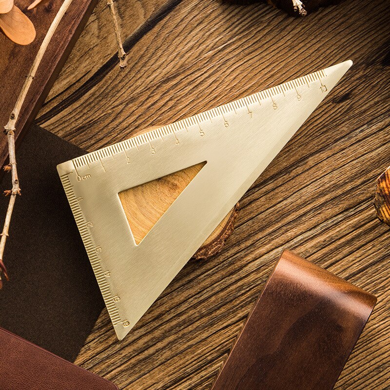 Regla de latón Vintage para niños, regla triangular, conjunto de herramientas de medida, 12cm, 15cm, regla Kawaii, accesorios de papelería
