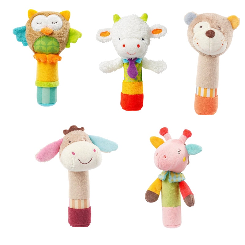 Slaapkamer Baby Rammelaar Mobiles Schattige Baby Speelgoed Cartoon Dier Hand Bell Rammelaar Zachte Peuter Pluche Bb Speelgoed 0-12 maanden 40% Off