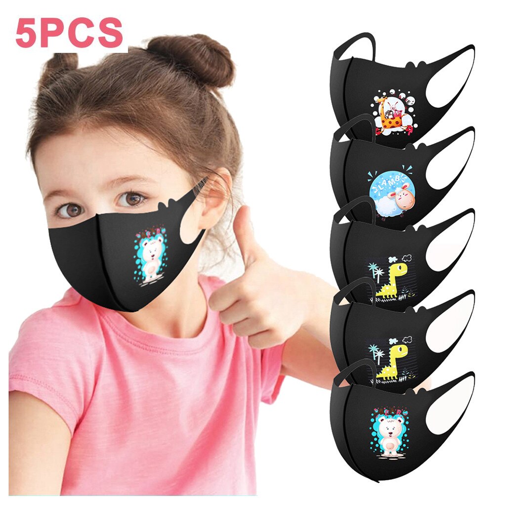 Маски 1\5pcs Children Ski Fasemask Washable Cartoon Lovely Printed Cover Reusable Washable Bandana Mascarillas Navidad: Champagne