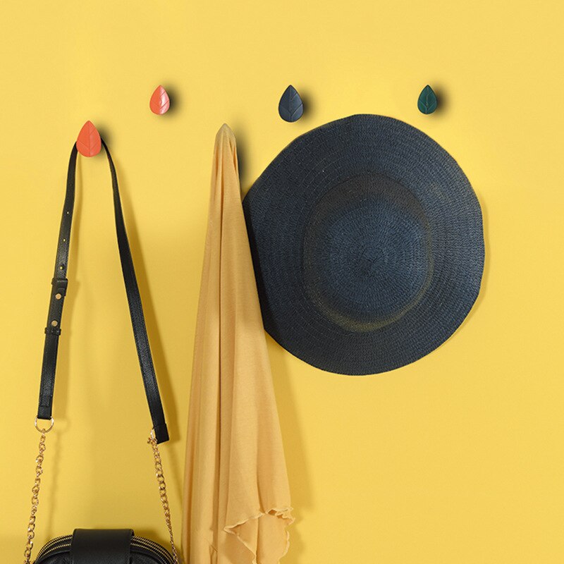 2pcs Simple leaf Shaped hook wall-mounted door back coat hook multifunctional bag key small object hook Home Storage Bedroom