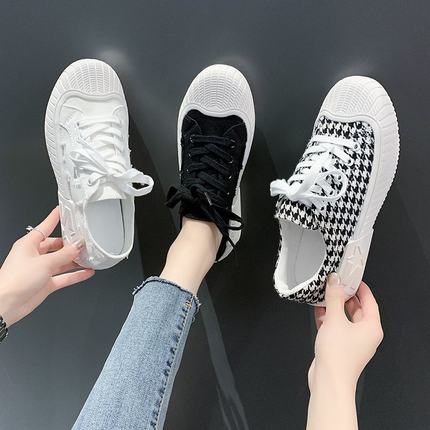 Lærredssko kvinders forår, sommer og efterår casual all-match åndbare flade sneakers i stor størrelse