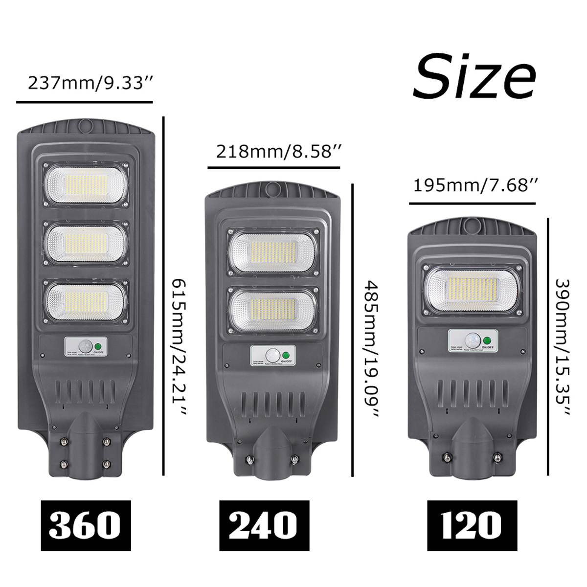 Smuxi 360W/240W/120W LED Gray IP65 Solar Street Light motion Constantly bright Induction Solar Sensor Remote Control