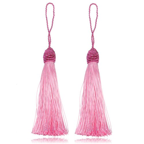 10 st/lot 13 färger 15cm långa siden tofs fransar hängen kinesiska knut tofsar för gör-det-själv smycken halsband tillverkningsmaterial  f4000: Rosa tofsar