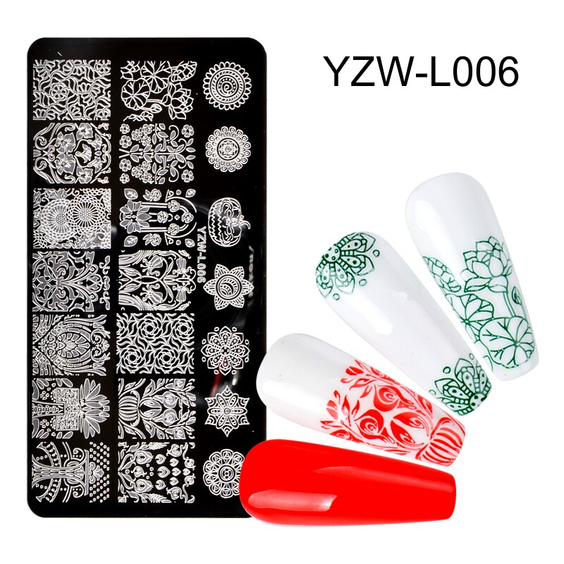 1 PC Spitze Blume Ebene Nagel Stanzen Platten Marmor Bild Stempel Vorlagen Geometrische Druck Schablone Werkzeuge: YZW-L006