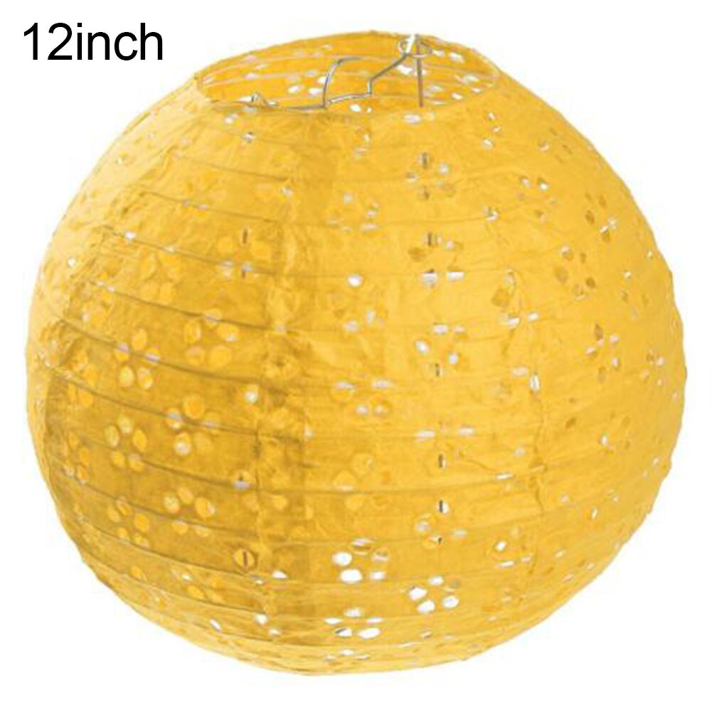 Chinese pruimenbloesem holle hangende papieren lantaarn huwelijksfeestdecoratie: Geel / 12 inch