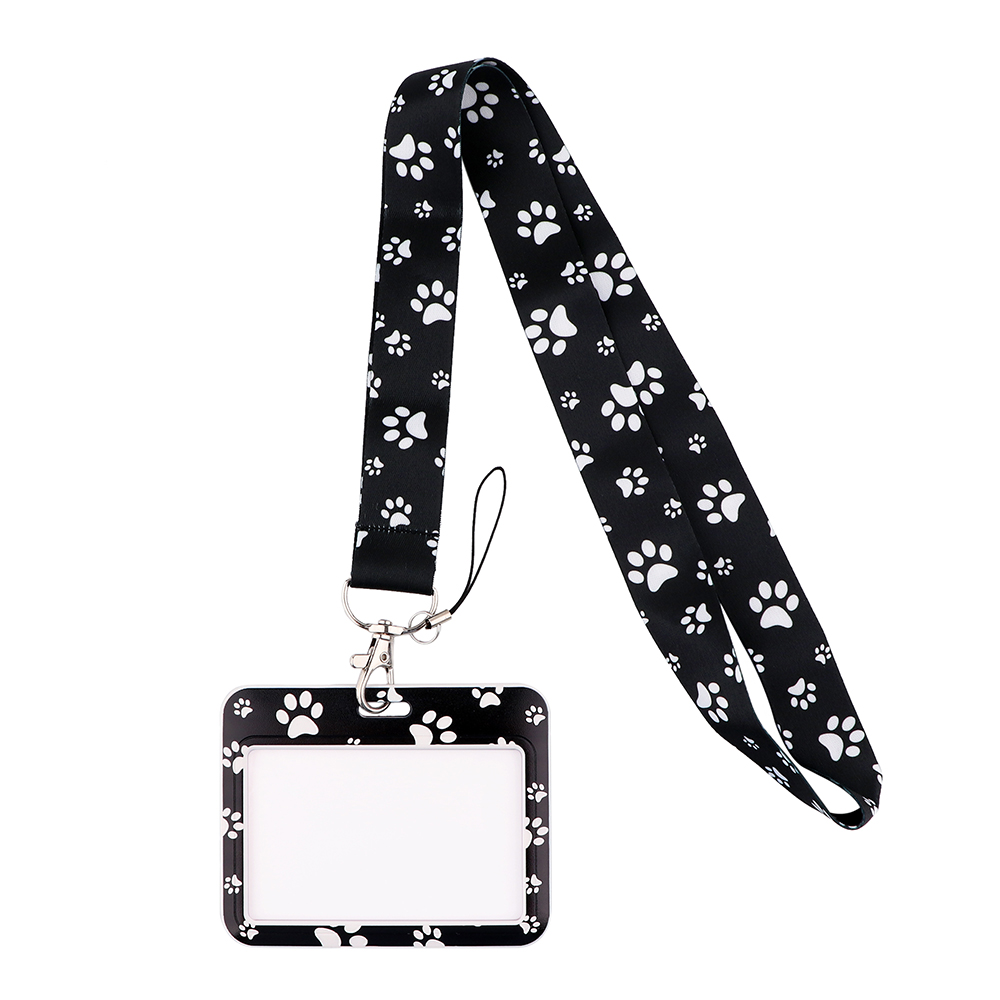 DZ1404 Dog Paw Print Lanyards for Key Neck Strap lanyard card ID Holder Gym Key Chain Key Badge Holder DIY Hang Rope Key Rings: Silver