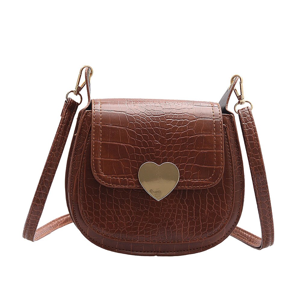 Kleine pu leren crossbodytassen met stenenpatroon voor dames, effen schoudertassen, dames crossbodytas, bolsos: Bruin