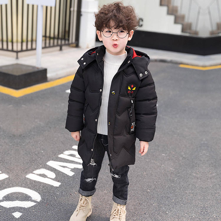 Veste d'hiver en Polyester pour garçon, manteau d'extérieur épais à la , à capuche, Slim, nouvelle Version coréenne,: black / 12