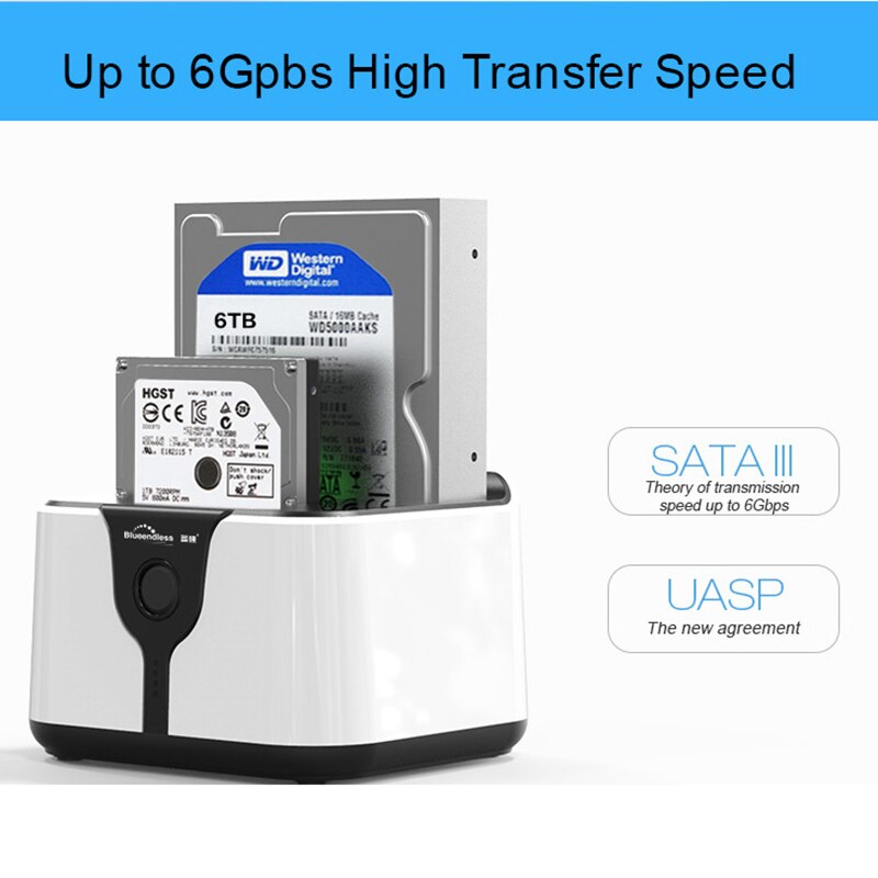 Blueendless Sata USB 3.0 Caso Hd Externo 2 Bay Caso Hd Dual Caso Hdd Sata a Usb Hard Disk Esterno caso di Hdd Docking Station