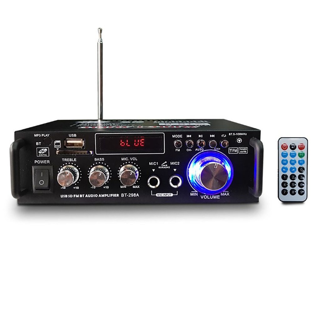 12V/ 220V BT-298A 2CH Lcd-scherm Digitale Hifi Audio Stereo Eindversterker Bluetooth Fm Radio Auto Thuis met Afstandsbediening