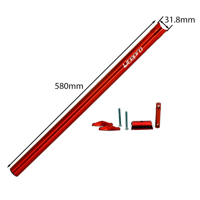 Litepro Hopfällbar Cykel Sadelstolpe Ultralätt - 31.8mm x 580mm - CNC Aluminiumlegering: 31.8 x 580mm röda