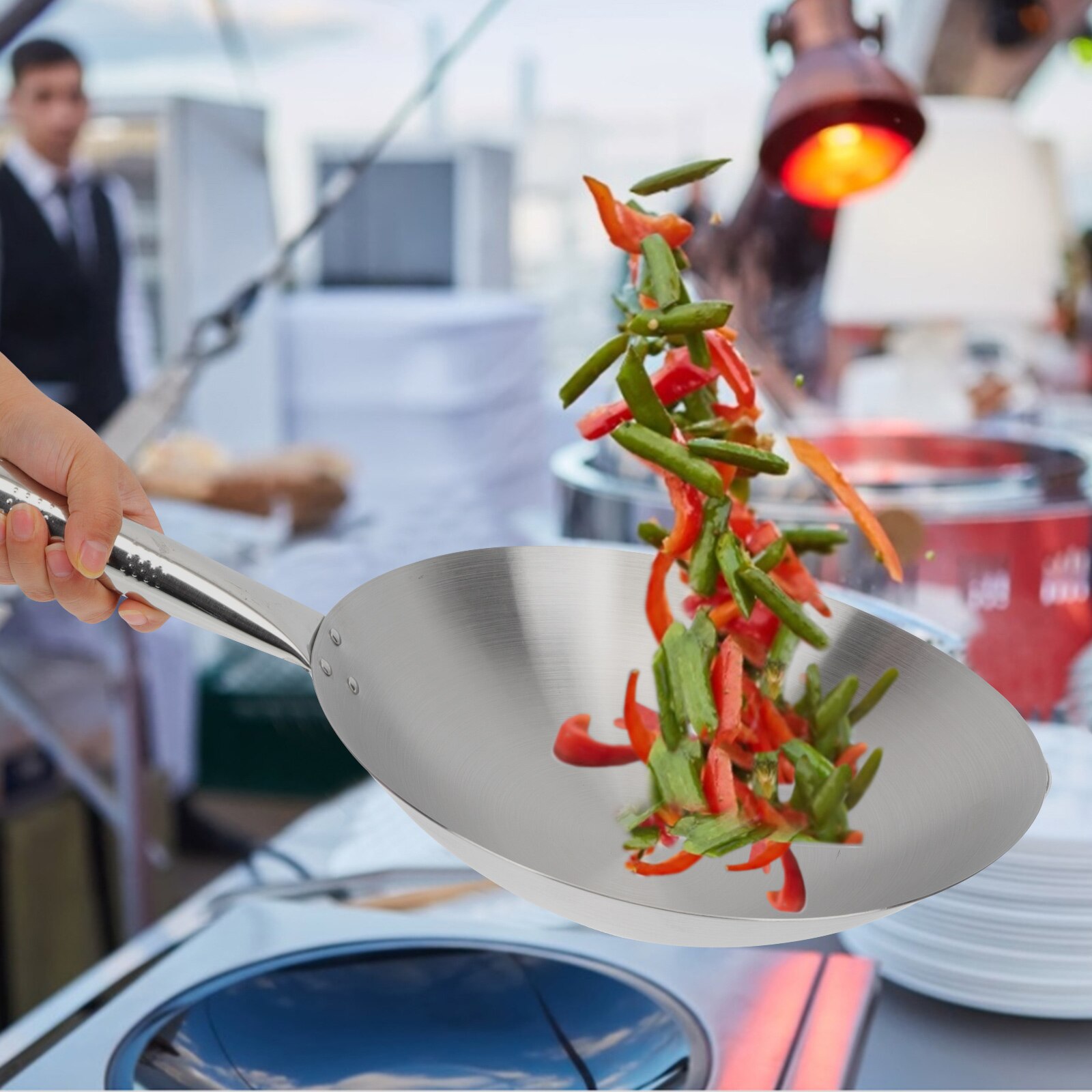 1Pc Rvs Wok Huishoudelijke Magnetische Zand Pan Non Stick Pan