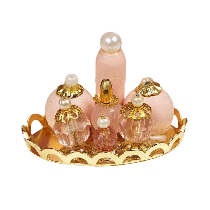 1:12 Accessori Casa Delle Bambole di Simulazione Rosa Profumo Vassoio Giocattolo Modello per il FAI DA TE Casa di Bambola Camera Da Letto Bagno Decorazione Accessori