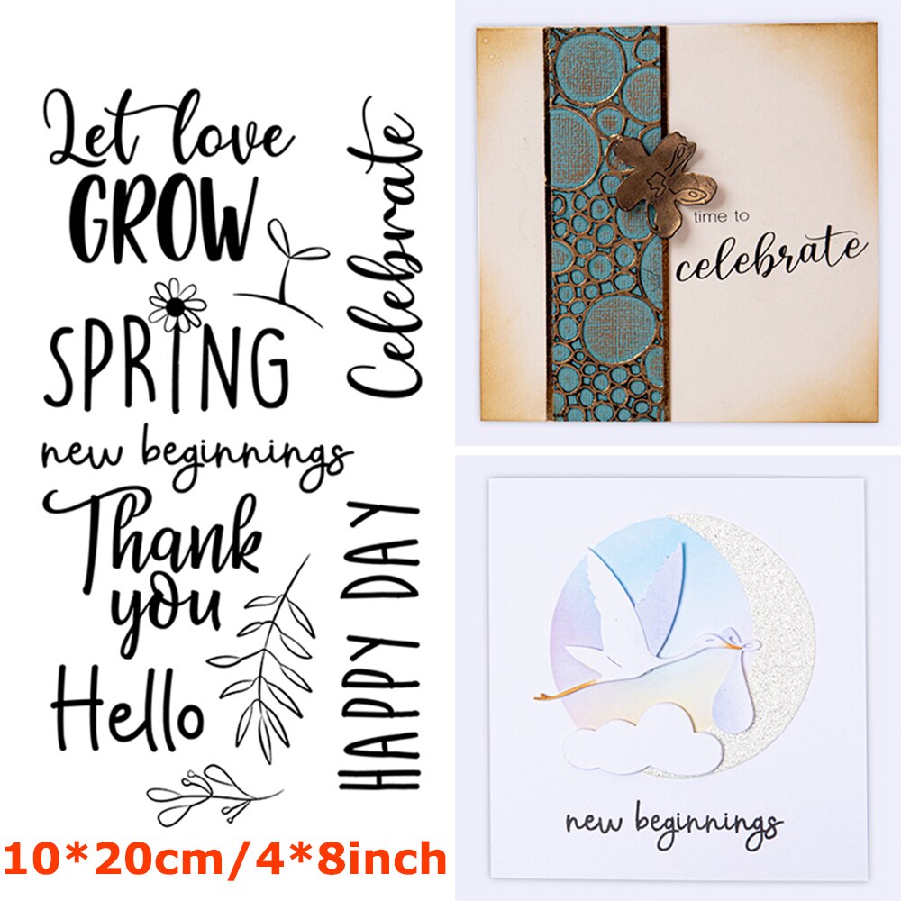 Unique Words Welcome Spring Script Banner Sentence Clear Silicone Stamps Happy Day Wishes Foliage Flower 2022: 9