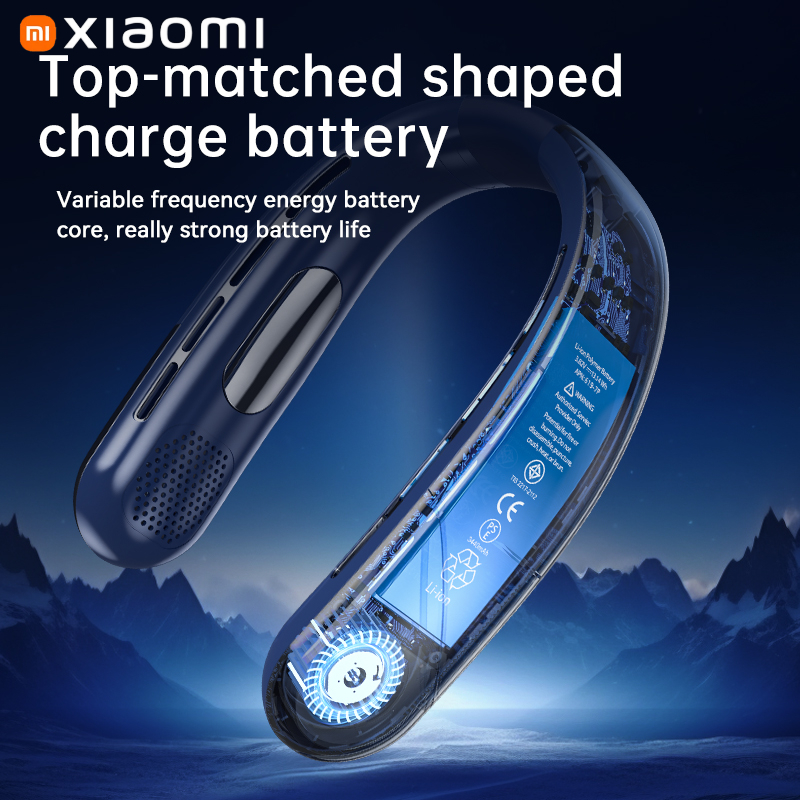 Xiaomi 8000 mAh USB Hängenden Hals Fan Tragbare Blattloser Mini Wiederaufladbare Stumm LED Digital Display Elektrische Fans Luftkühler heißer